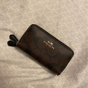 NWOT NWT Coach Small Id Double Zip Wallet - Brown & Black